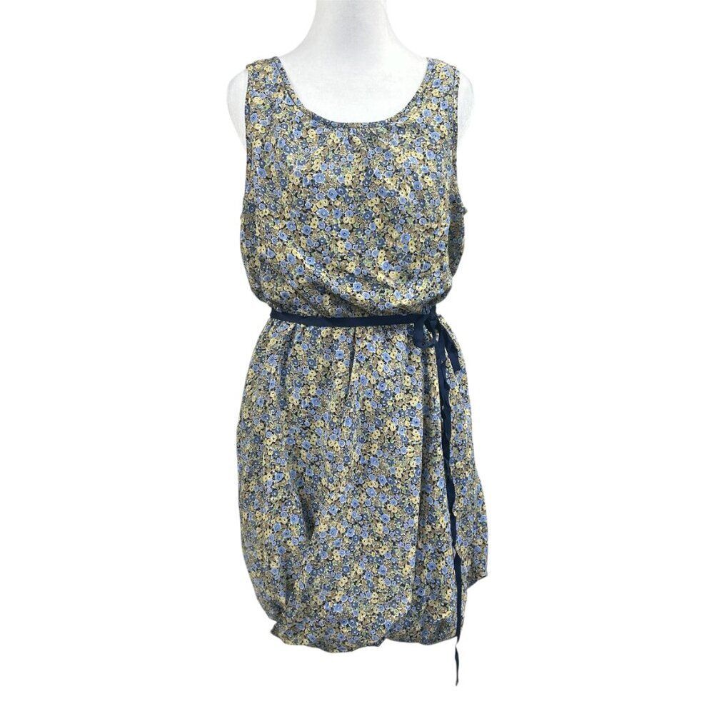 Maeve Blue Floral Wildflower Foxtrot Bubble Hem Dress With Belt Sz 6